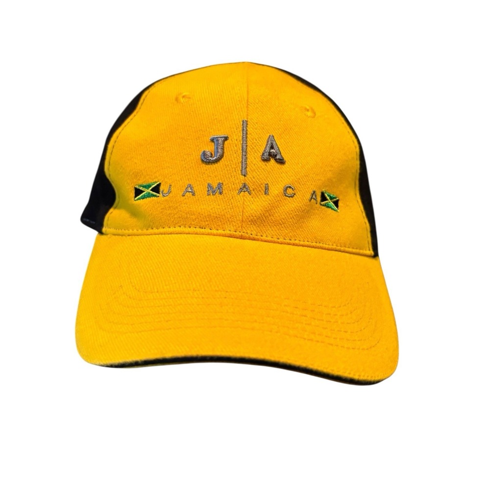JA Jamaica Hat Multicolor‎ Adjustable Vented Holes 6 Panel Black Yellow
